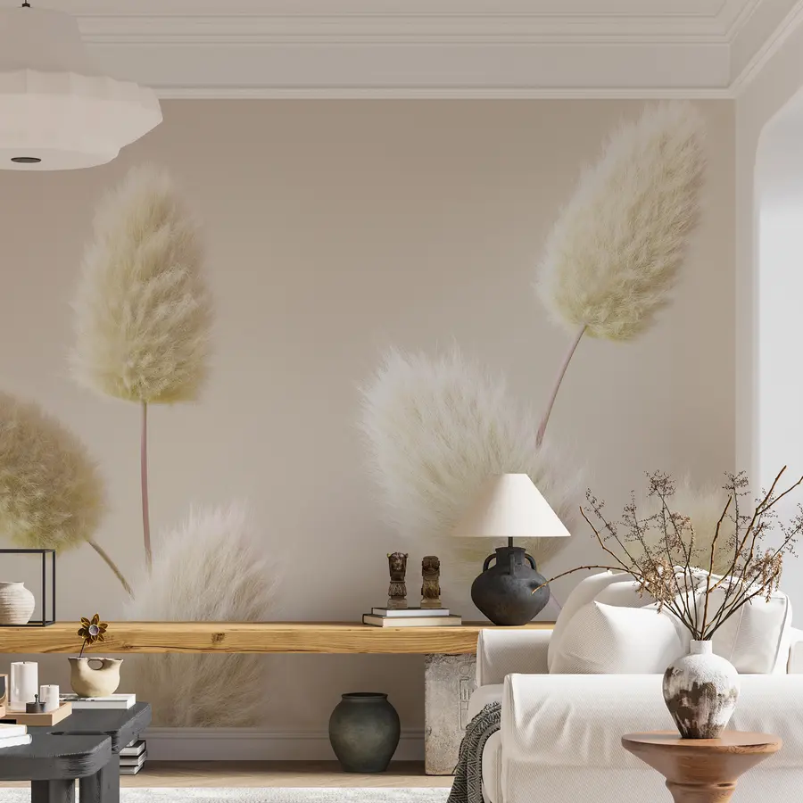 Murales de pared Flores secas beige de moda en estilo boho u98432v1 murales de pared Flores secas beige de moda en estilo boho u98432v1