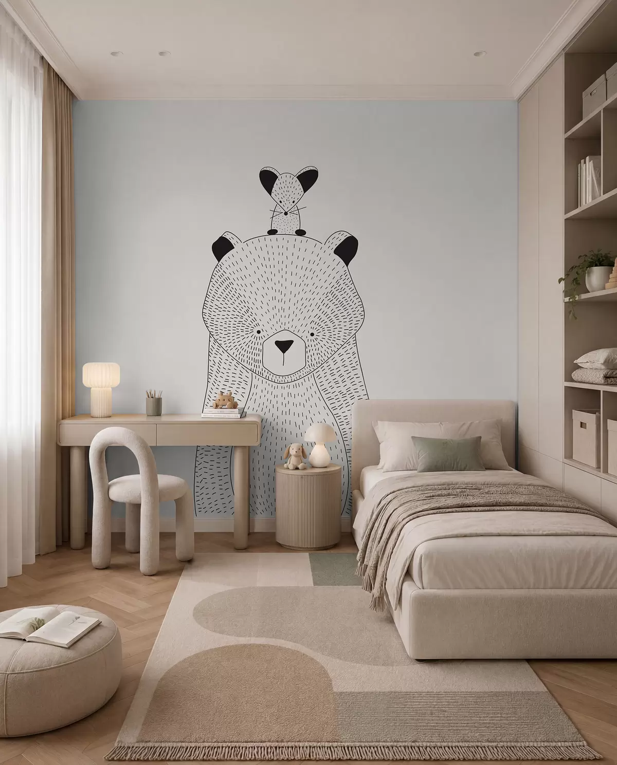 murales de pared Un osito de peluche con un ratón u98483