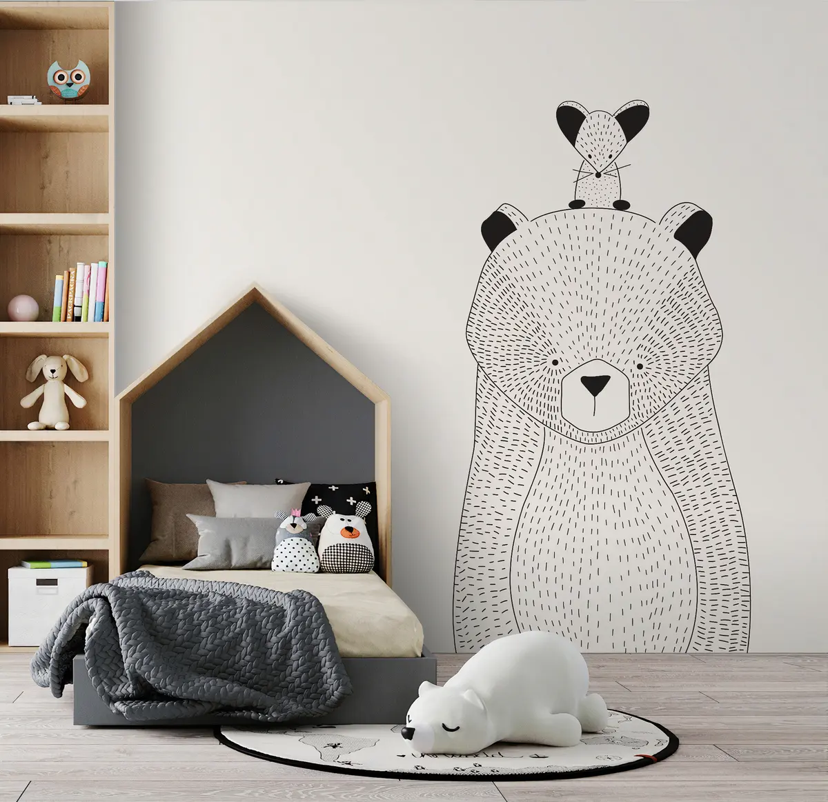 murales de pared Un osito de peluche con un ratón u98483