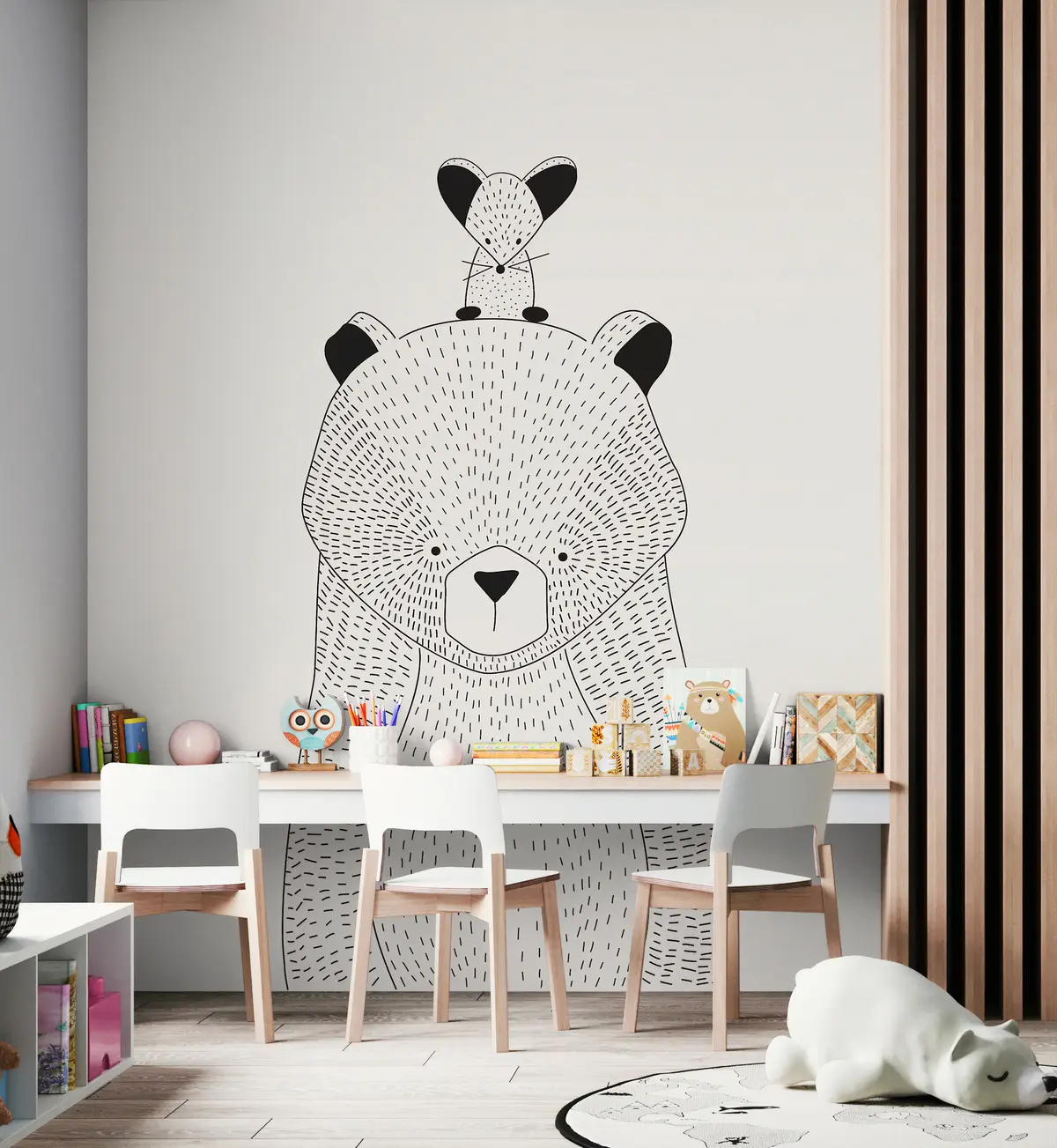 murales de pared Un osito de peluche con un ratón u98483