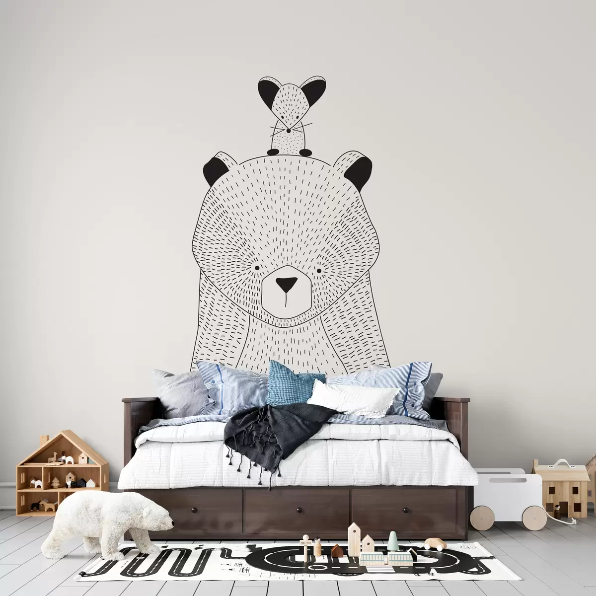 murales de pared Un osito de peluche con un ratón u98483