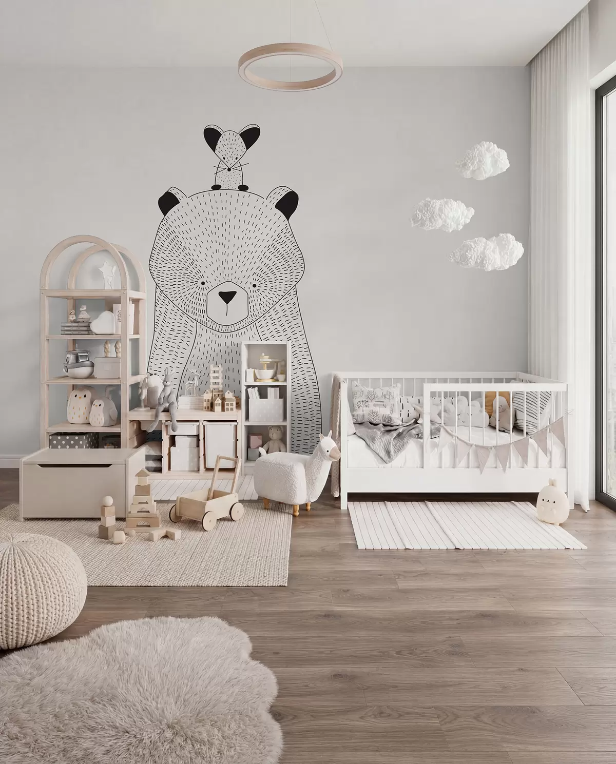 murales de pared Un osito de peluche con un ratón u98483
