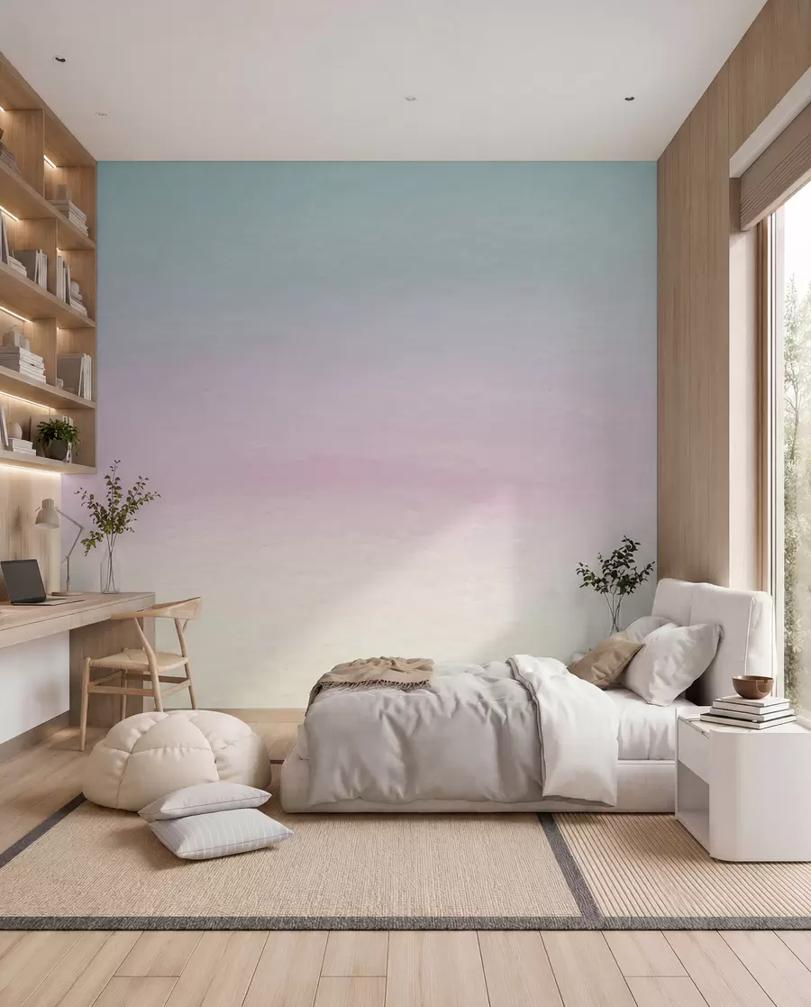 murales de pared Ombre en estilo rosa y azul u98238
