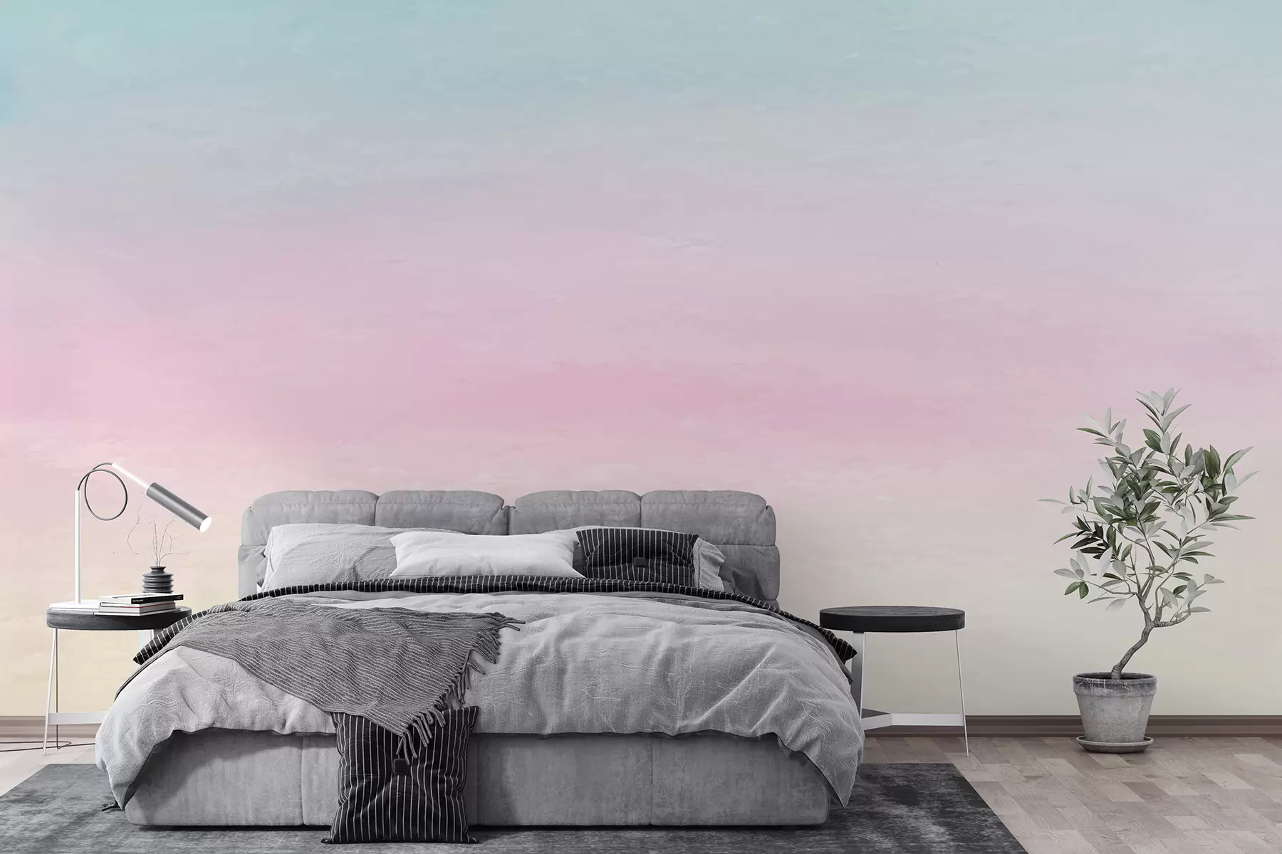 murales de pared Ombre en estilo rosa y azul u98238