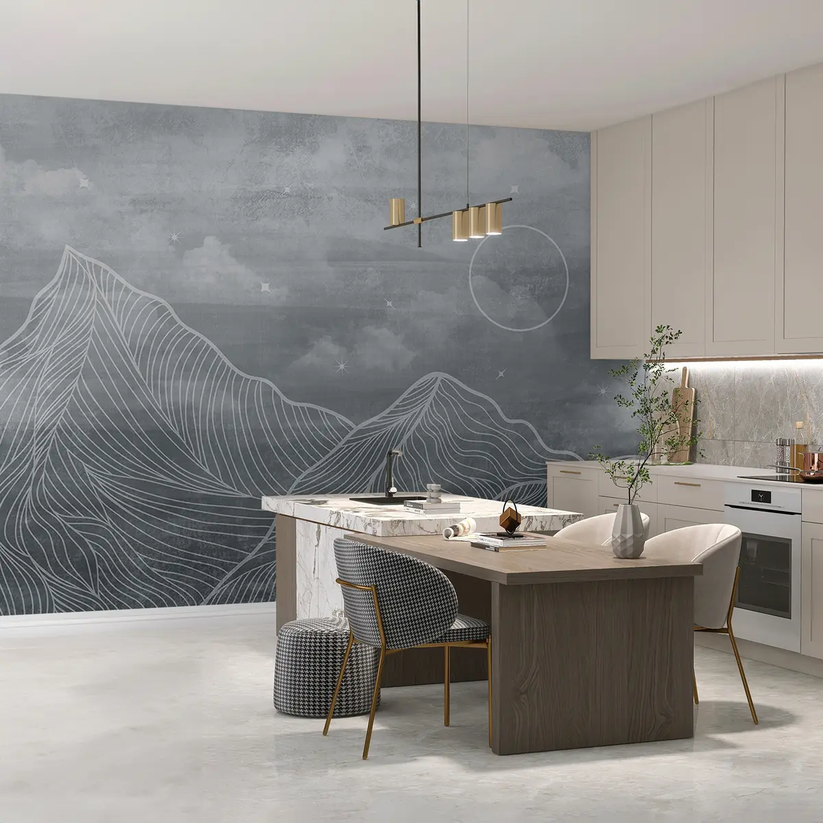 Murales de pared Textura grunge con nubes y montañas, color gris, arte temático de la naturaleza u98838v1 murales de pared Textura grunge con nubes y montañas, color gris, arte temático de la naturaleza u98838v1