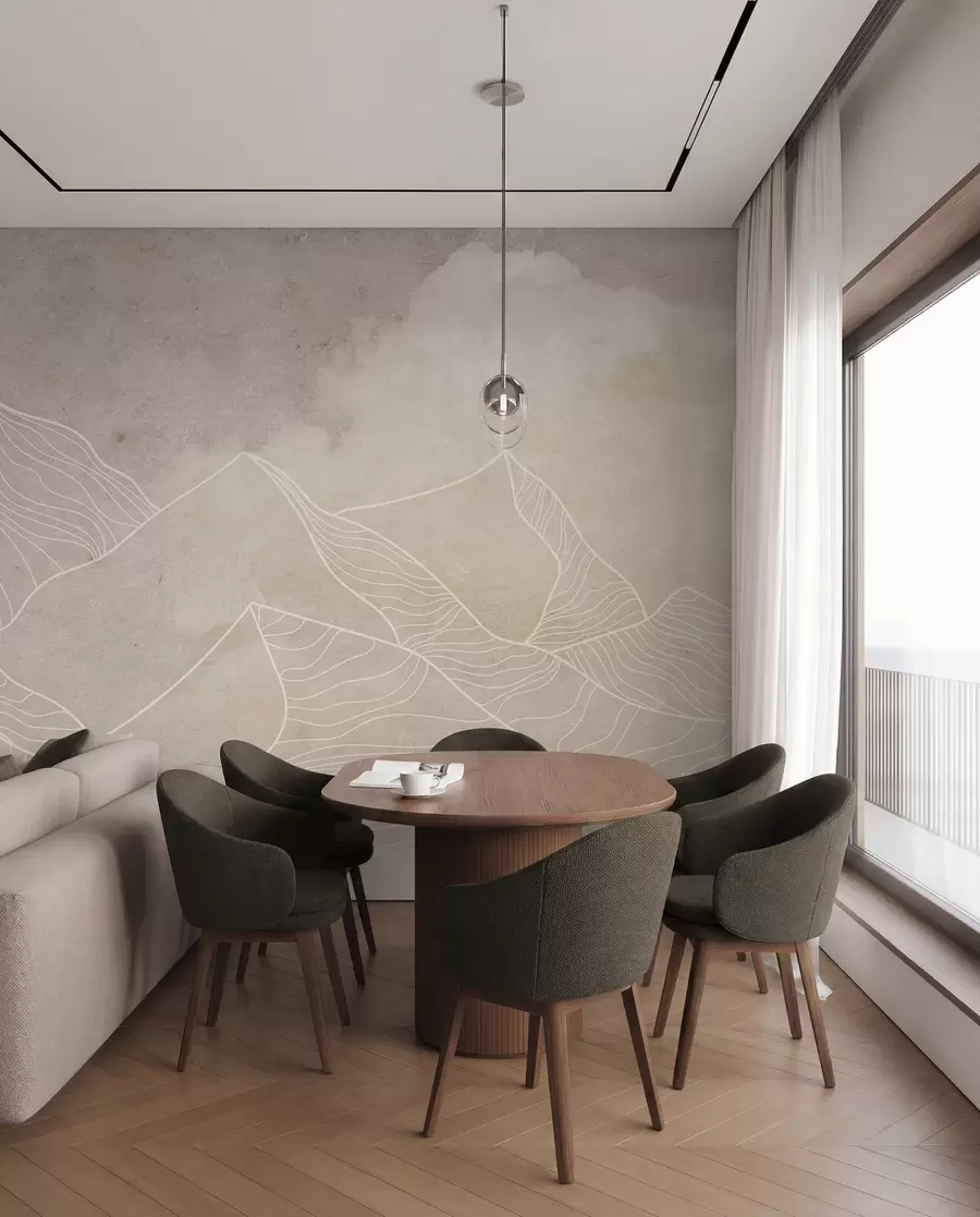 murales de pared Textura grunge con montañas abstractas, color beige, arte temático de la naturaleza u98839