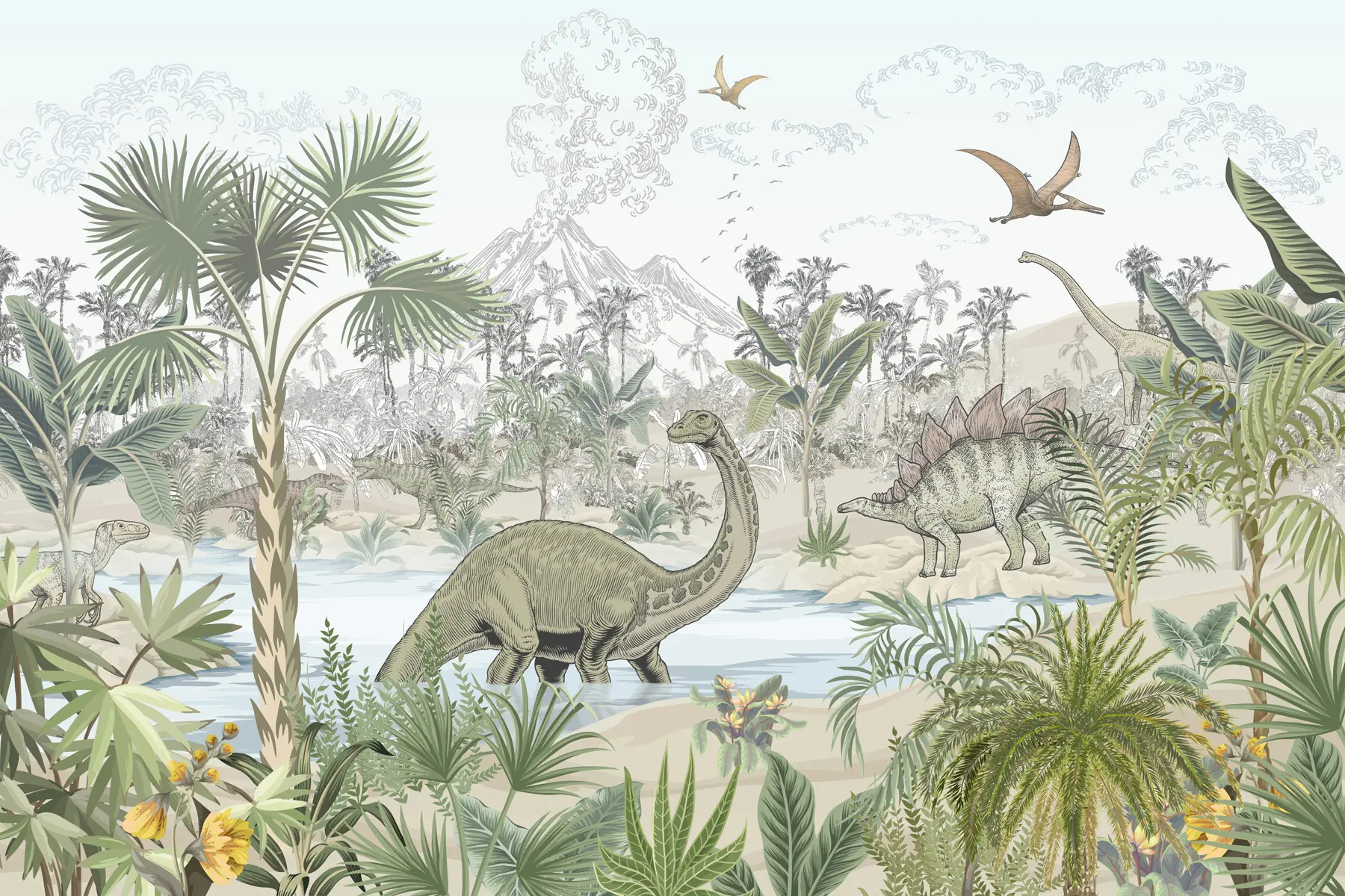 murales de pared Dinosaurios en la selva u98674