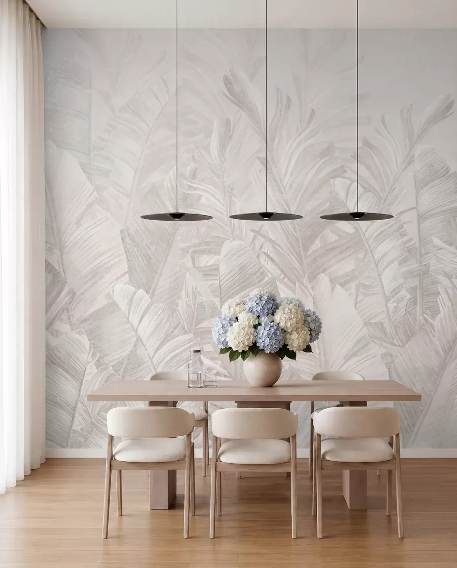 murales de pared Hojas tropicales beige de moda u98951