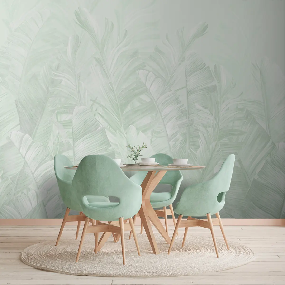 murales de pared Hojas de moda en verdes tropicales u98951v4