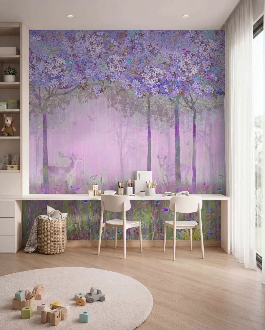 murales de pared Bosque en flor — Lila u62100v2