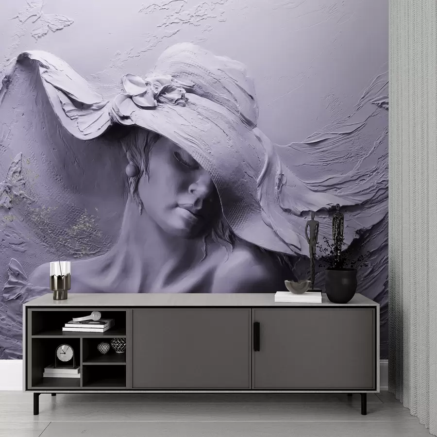 murales de pared Mujer con sombrero 3D u62592v3