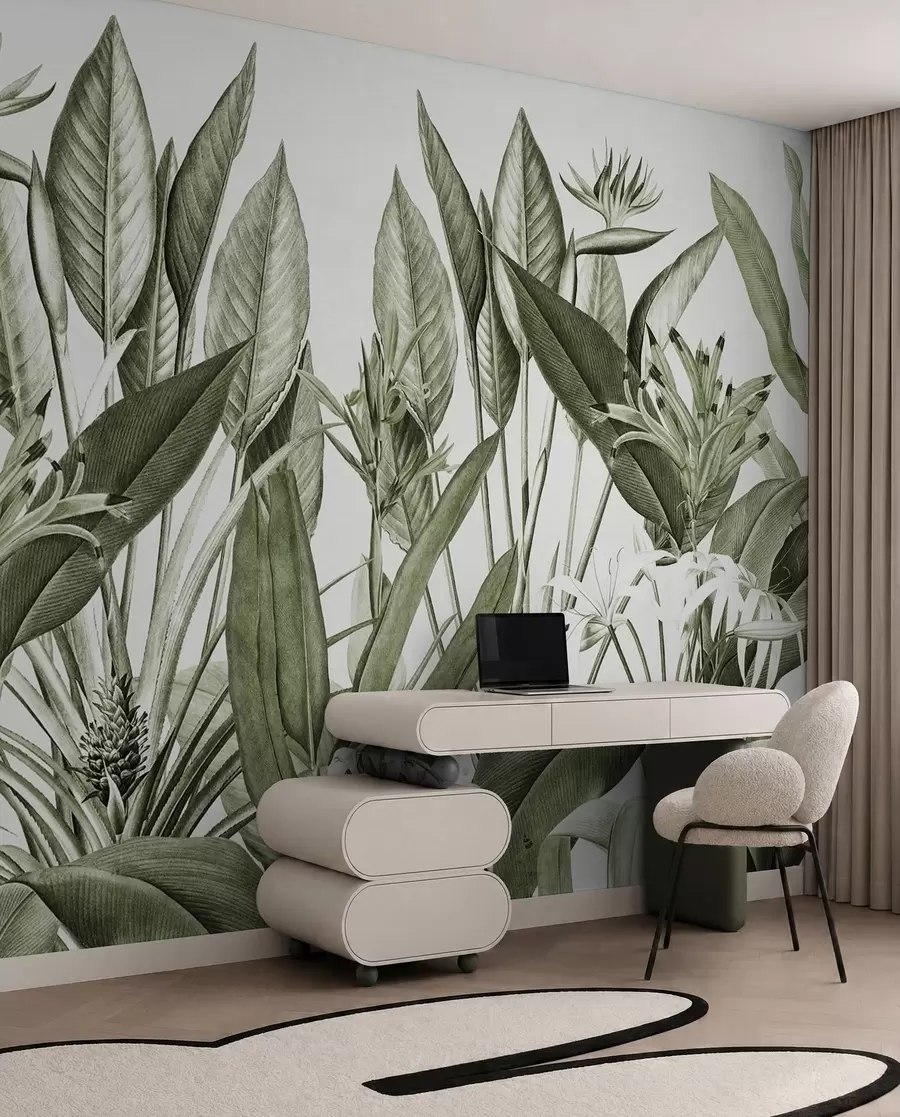 murales de pared Selva en tinta verde u96833v2