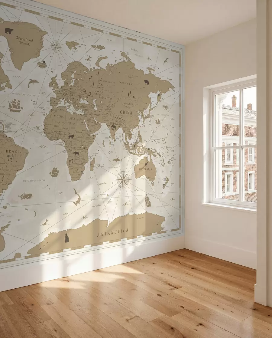 murales de pared Mapamundi vintage u99074