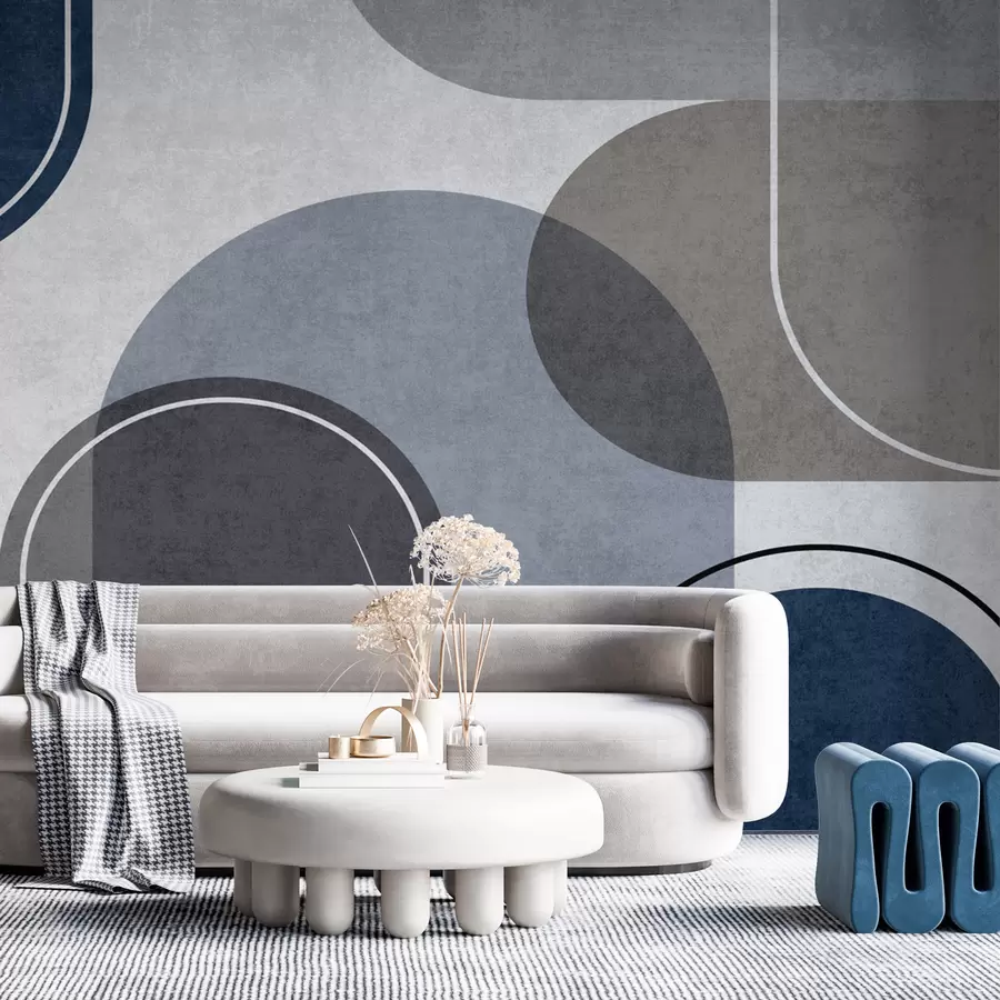 murales de pared Arcos geométricos en azul u99095v3