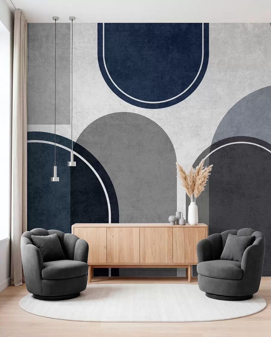 murales de pared Arcos geométricos en azul u99095v3