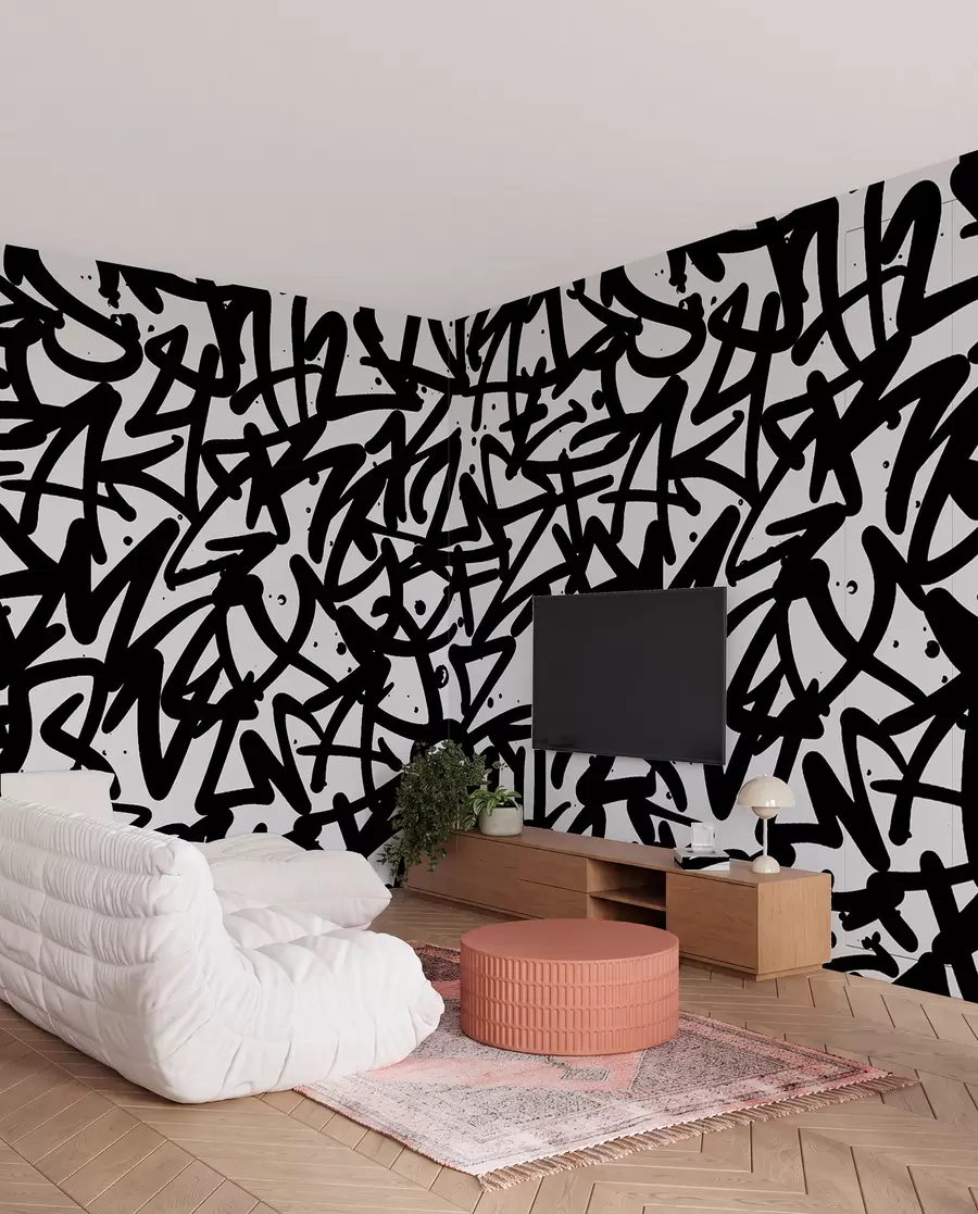 murales de pared Caligrafía de grafiti negro u99087v3