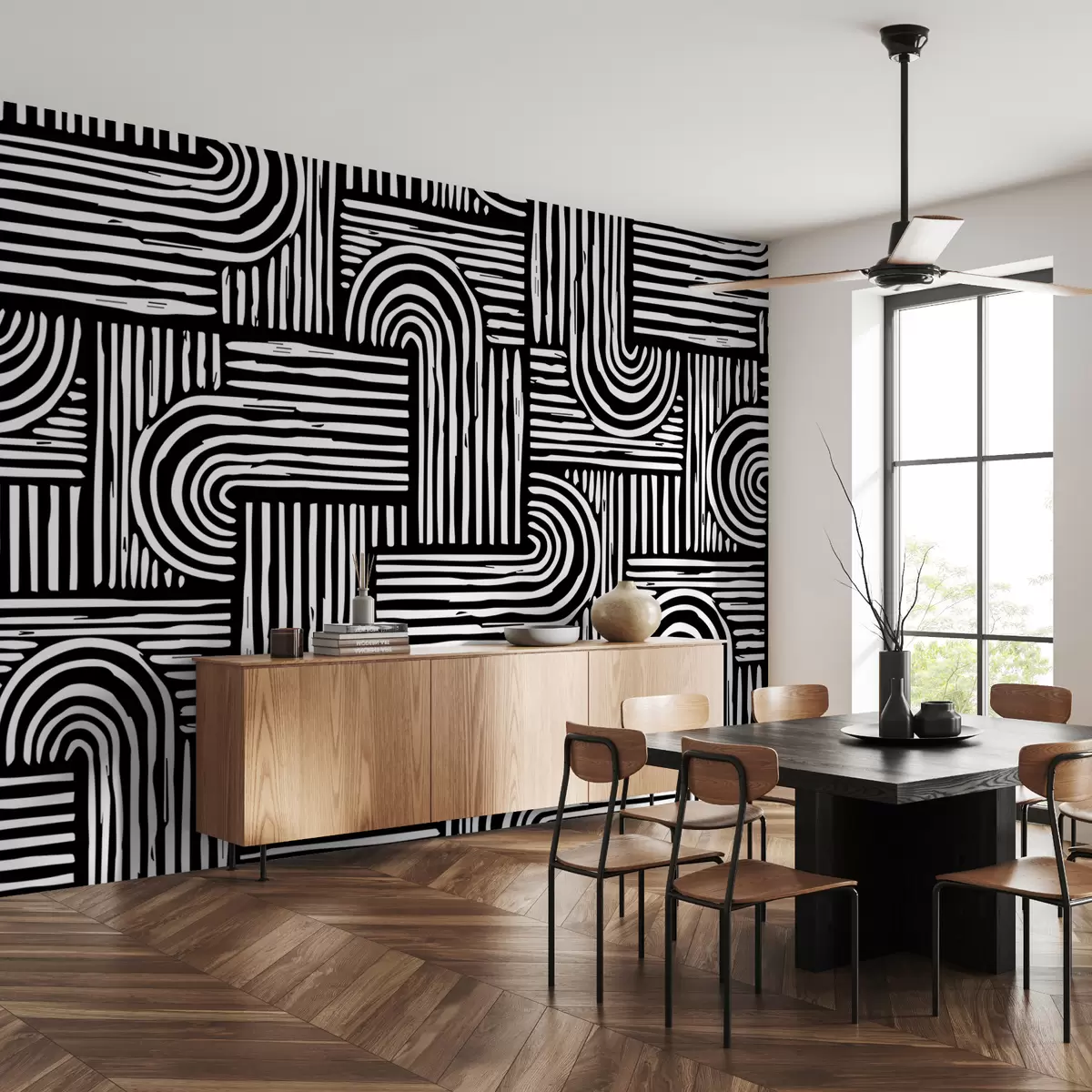 Murales de pared Los patrones negros de caminos sin fin u99089v4 murales de pared Los patrones negros de caminos sin fin u99089v4