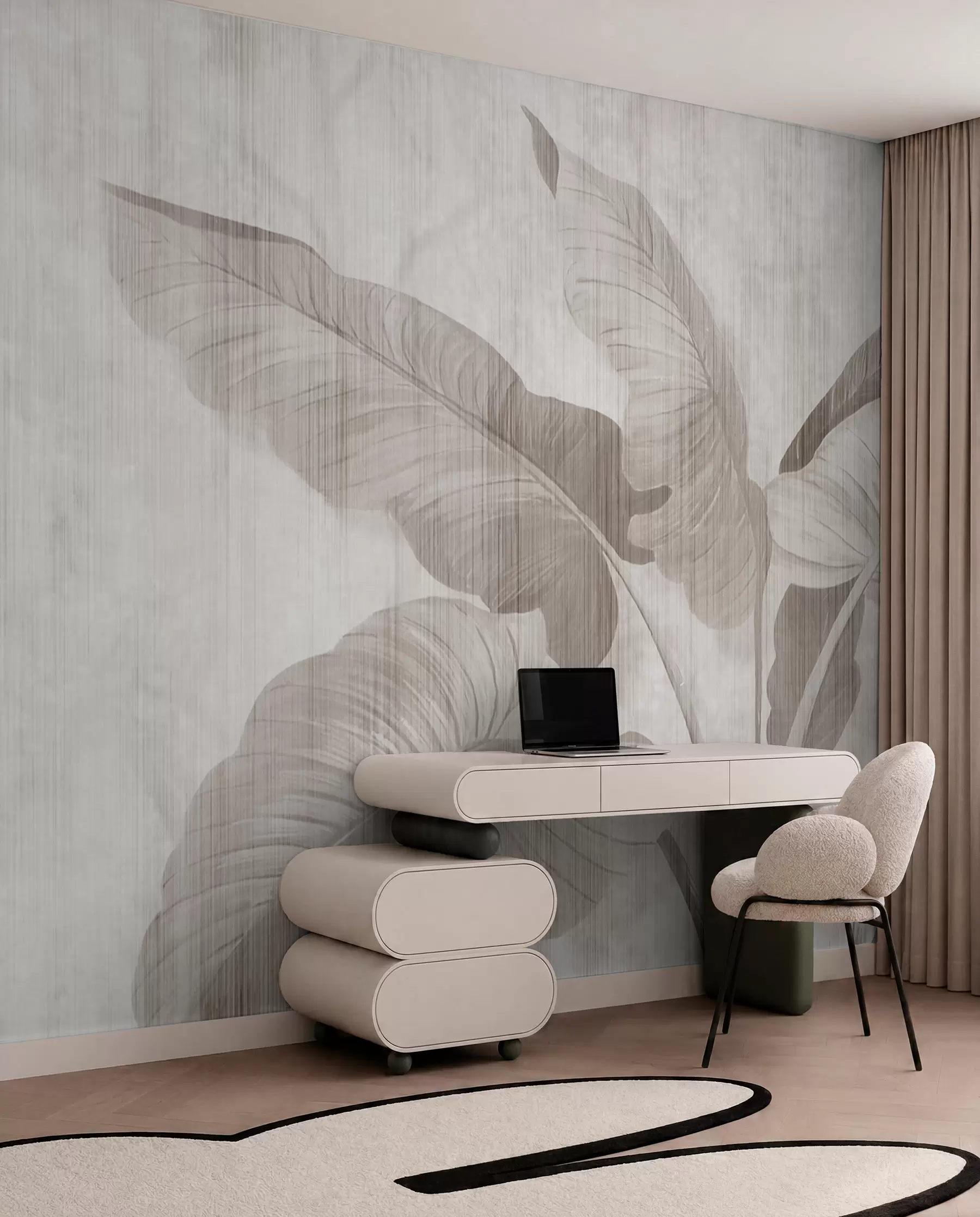 murales de pared Hojas tropicales en estilo grunge u00299d2