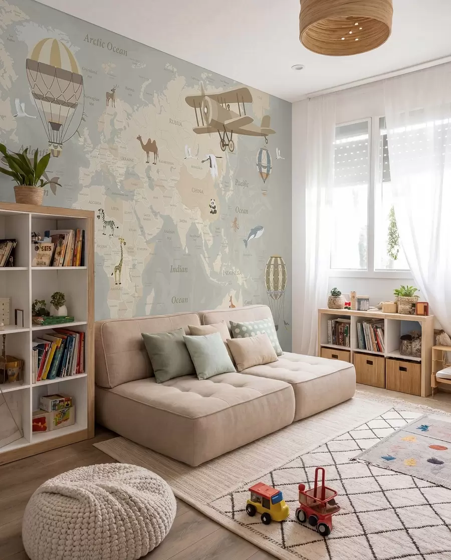 murales de pared Mapamundi con globos II u36066d2