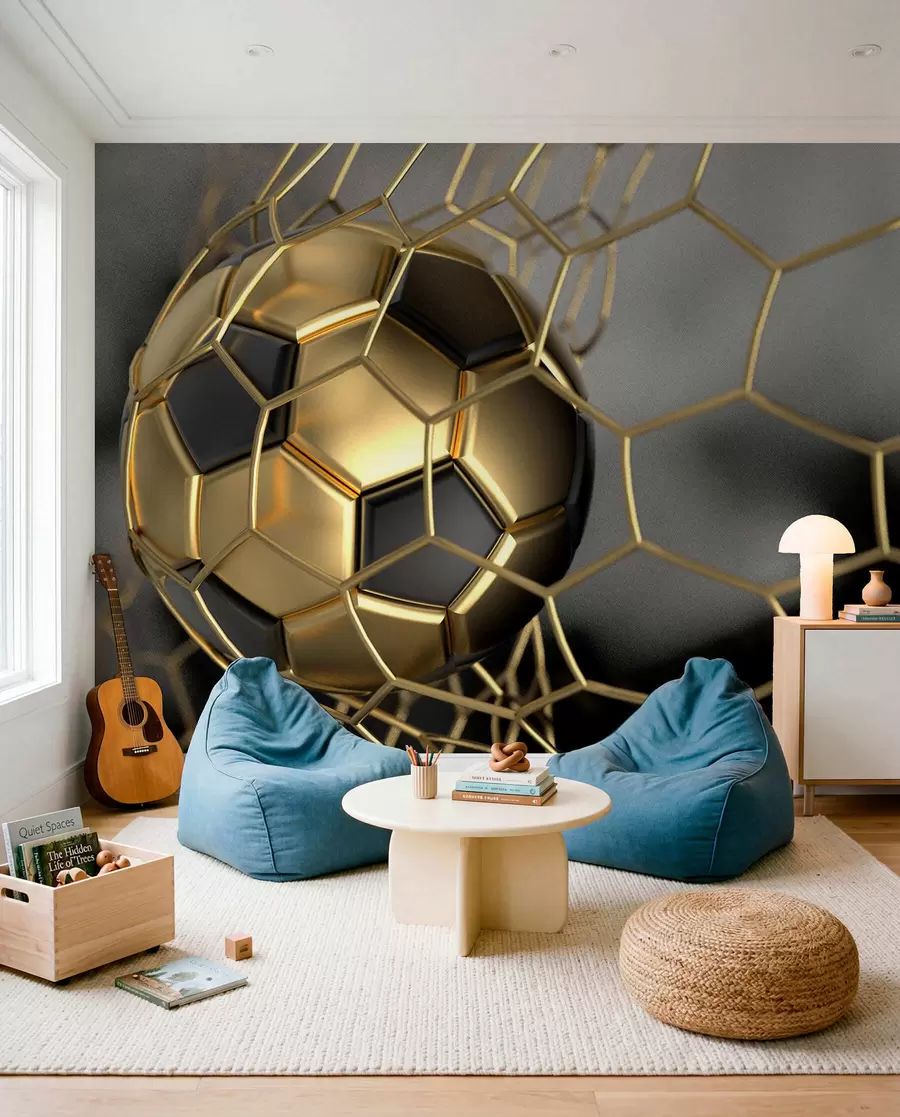 murales de pared Un balón de fútbol en la portería u73010d3