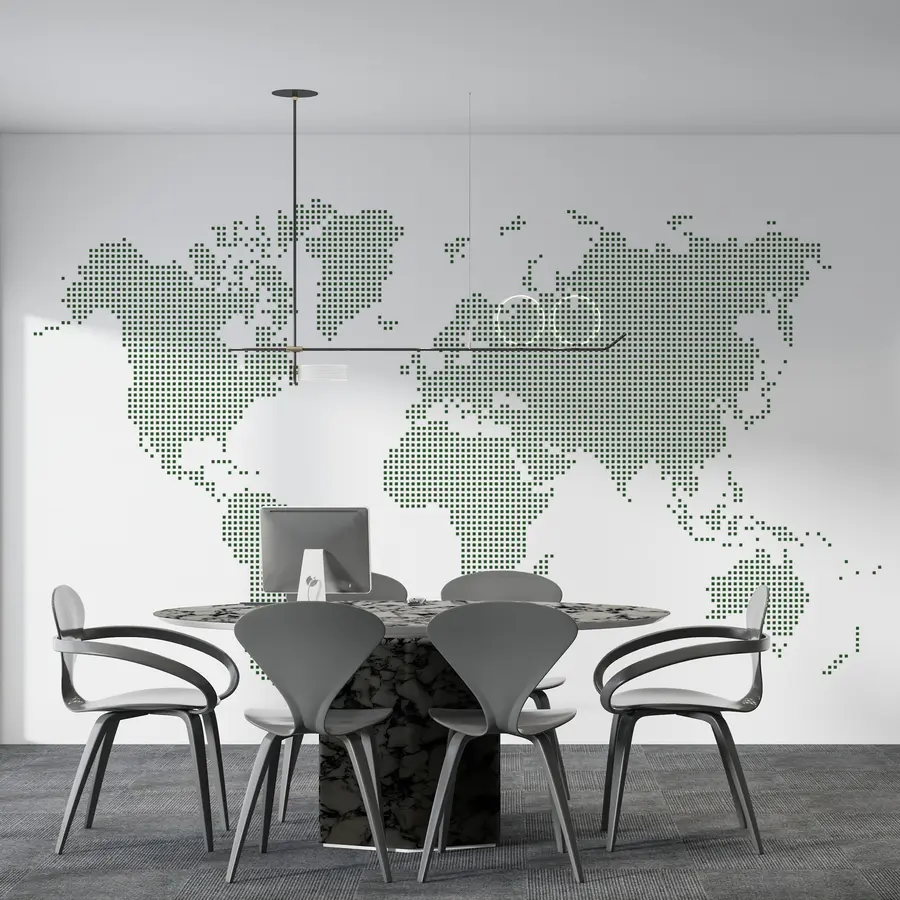 Murales de pared Mapa del mundo con puntos cuadrados verdes u99406v2 murales de pared Mapa del mundo con puntos cuadrados verdes u99406v2