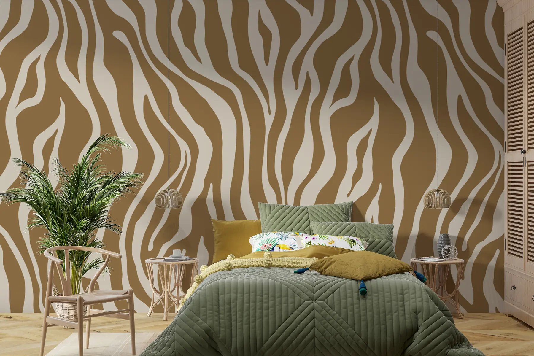 murales de pared Impresión vectorial de piel de cebra en colores marrón y blanco u99173
