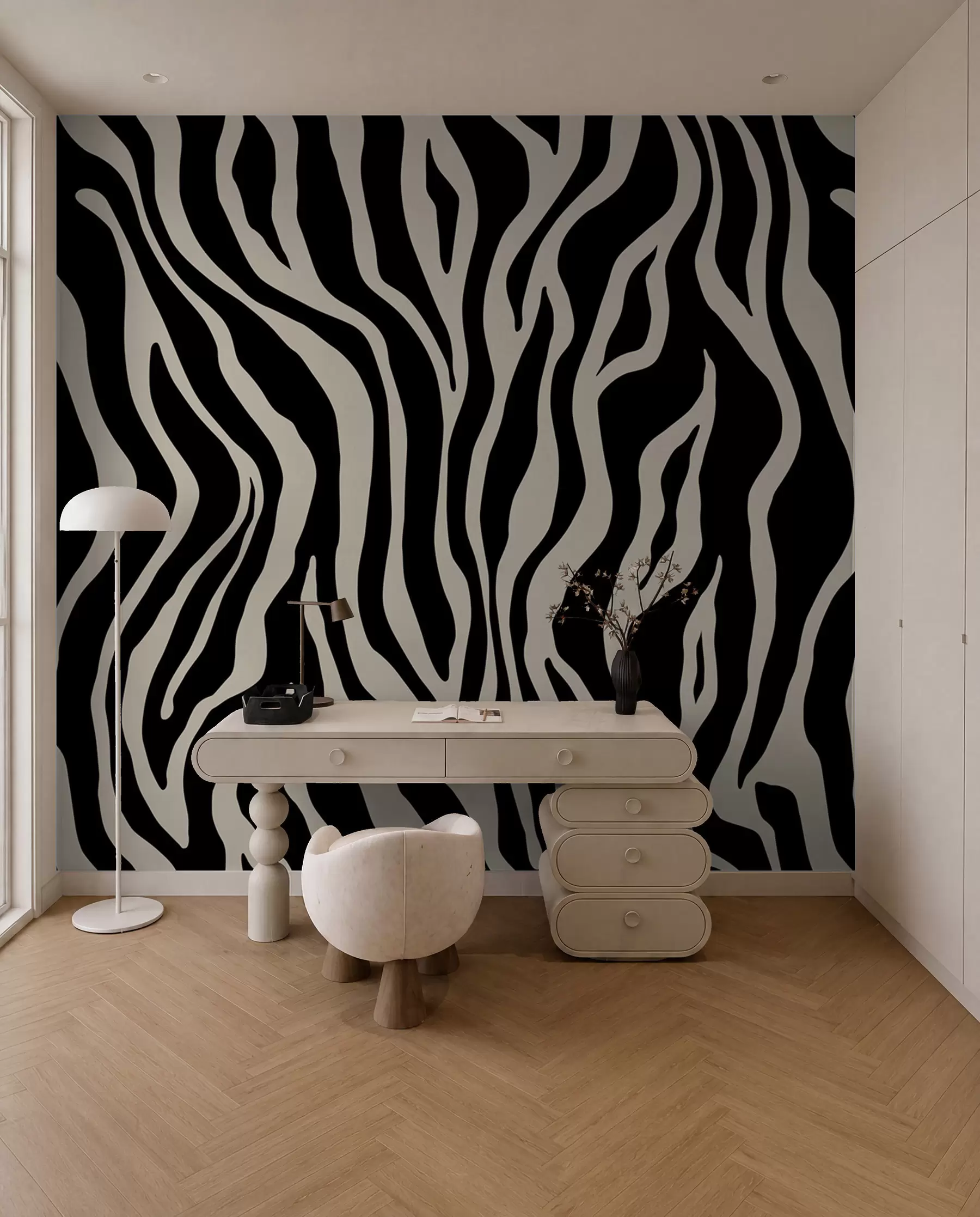 murales de pared Impresión vectorial de piel de cebra en blanco y negro u99173v3